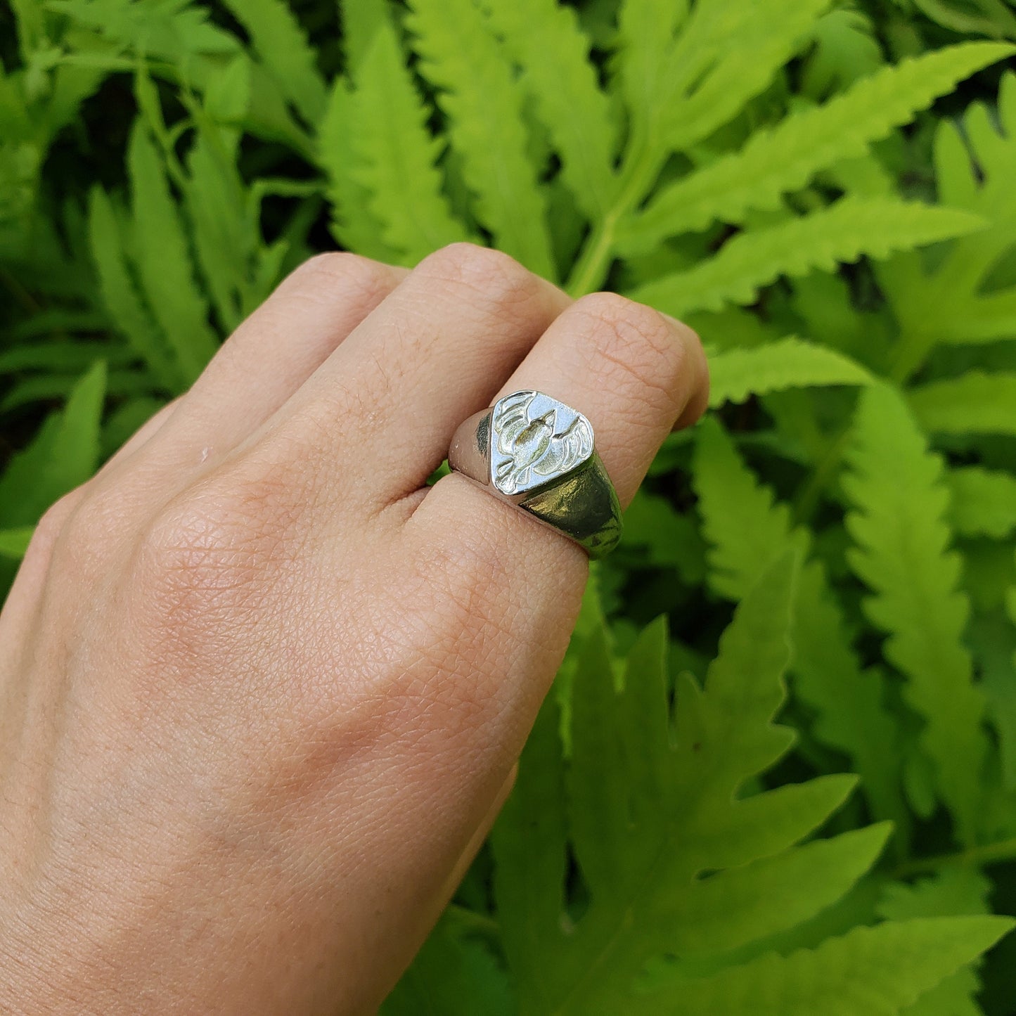 Rising phoenix wax seal signet ring