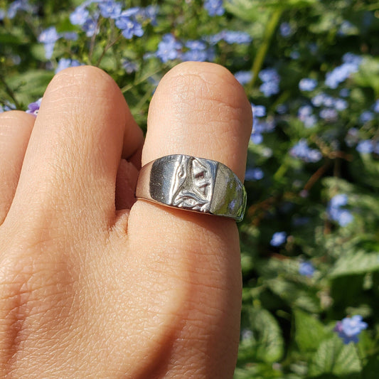 Morning glory wax seal signet ring