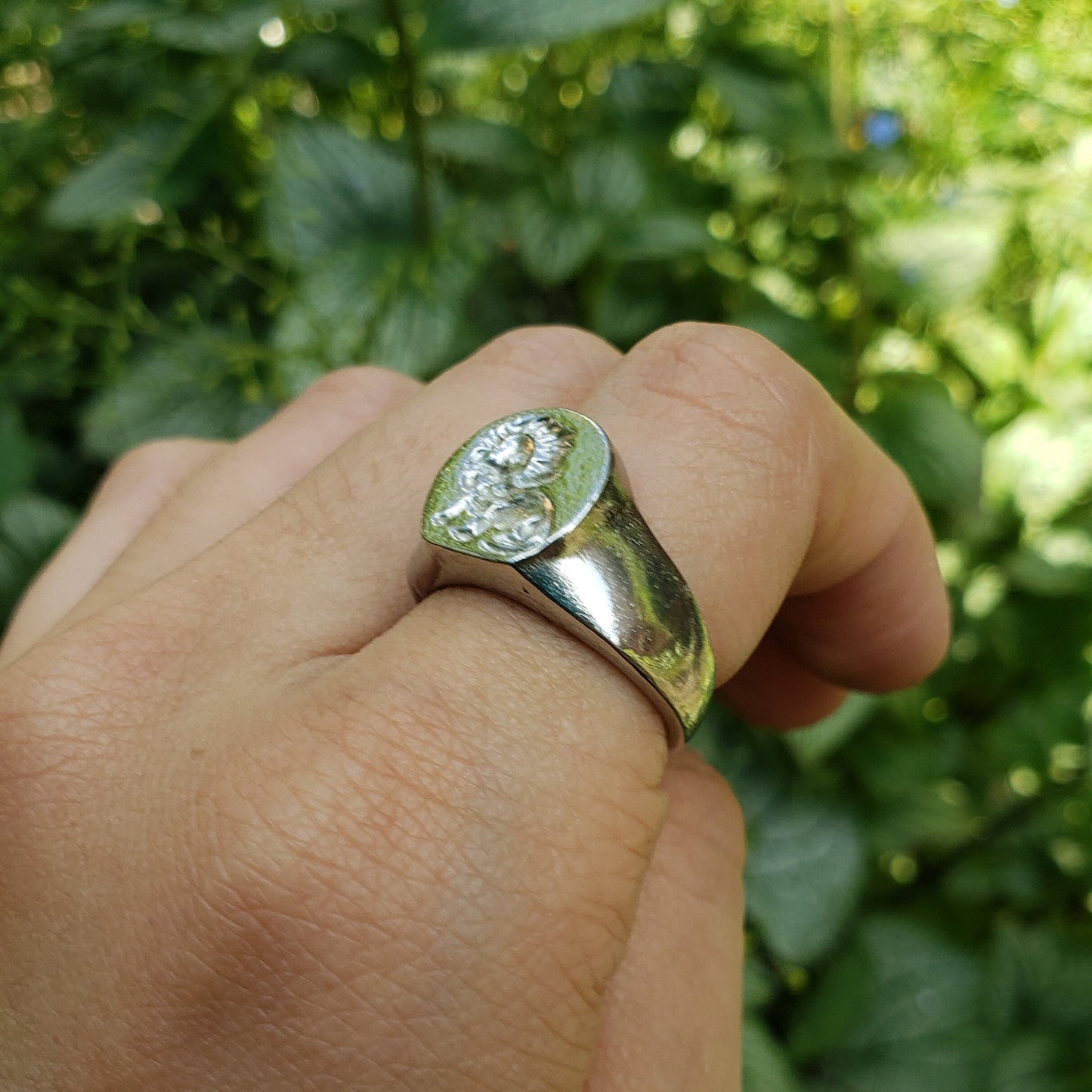 Lion wax seal signet ring