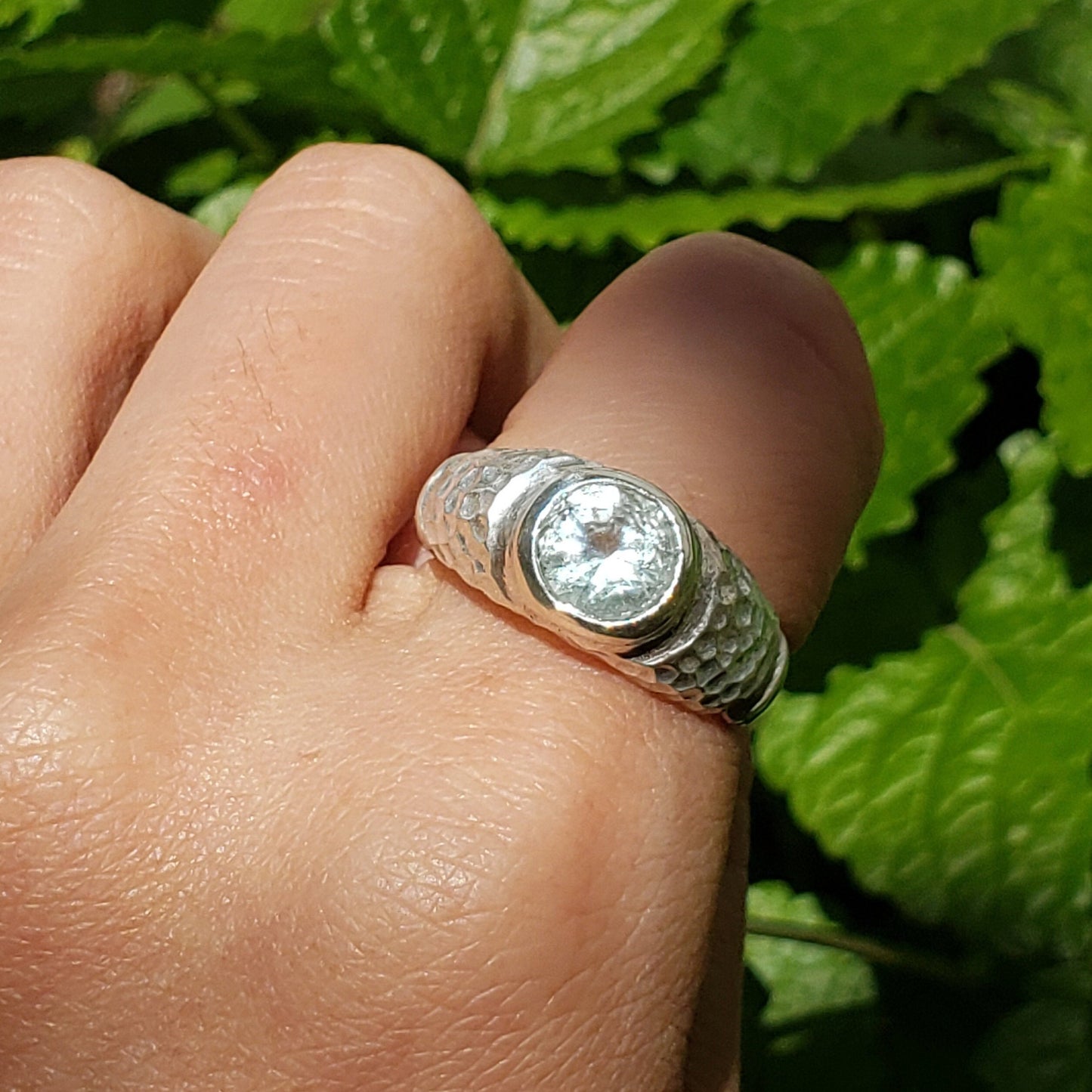 3 flying geese aquamarine ring