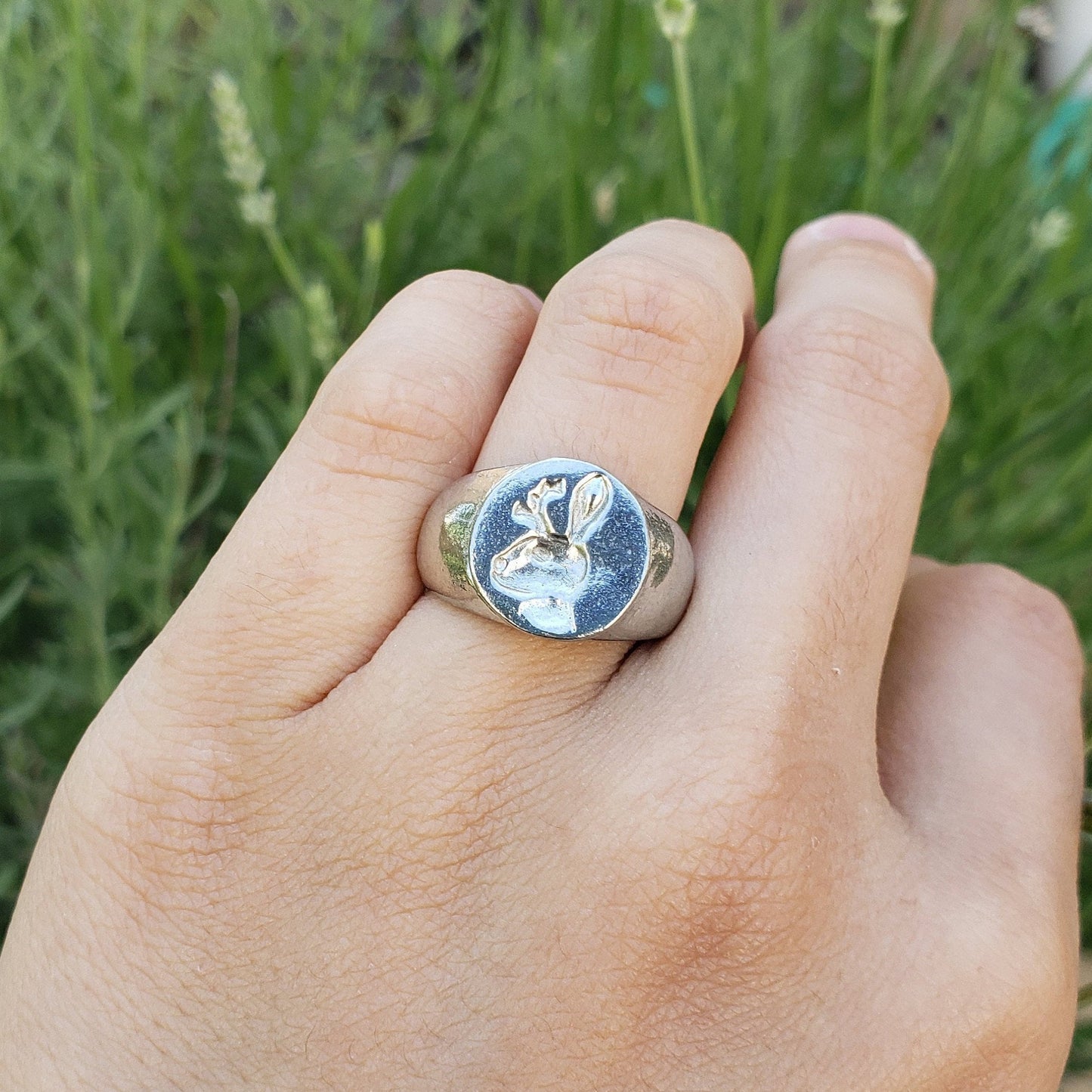 Jackalope wax seal signet ring