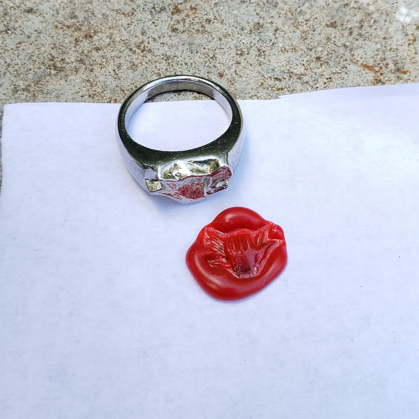 Shadow puppet dog wax seal signet ring