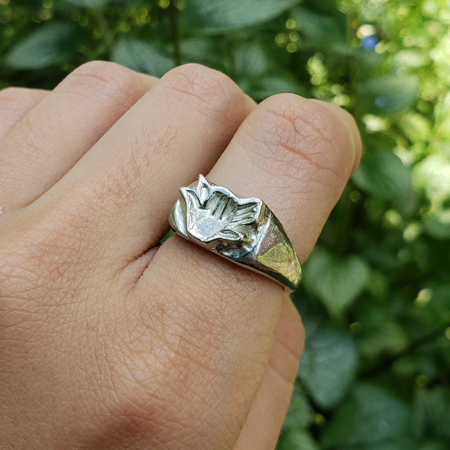 Shadow puppet dog wax seal signet ring