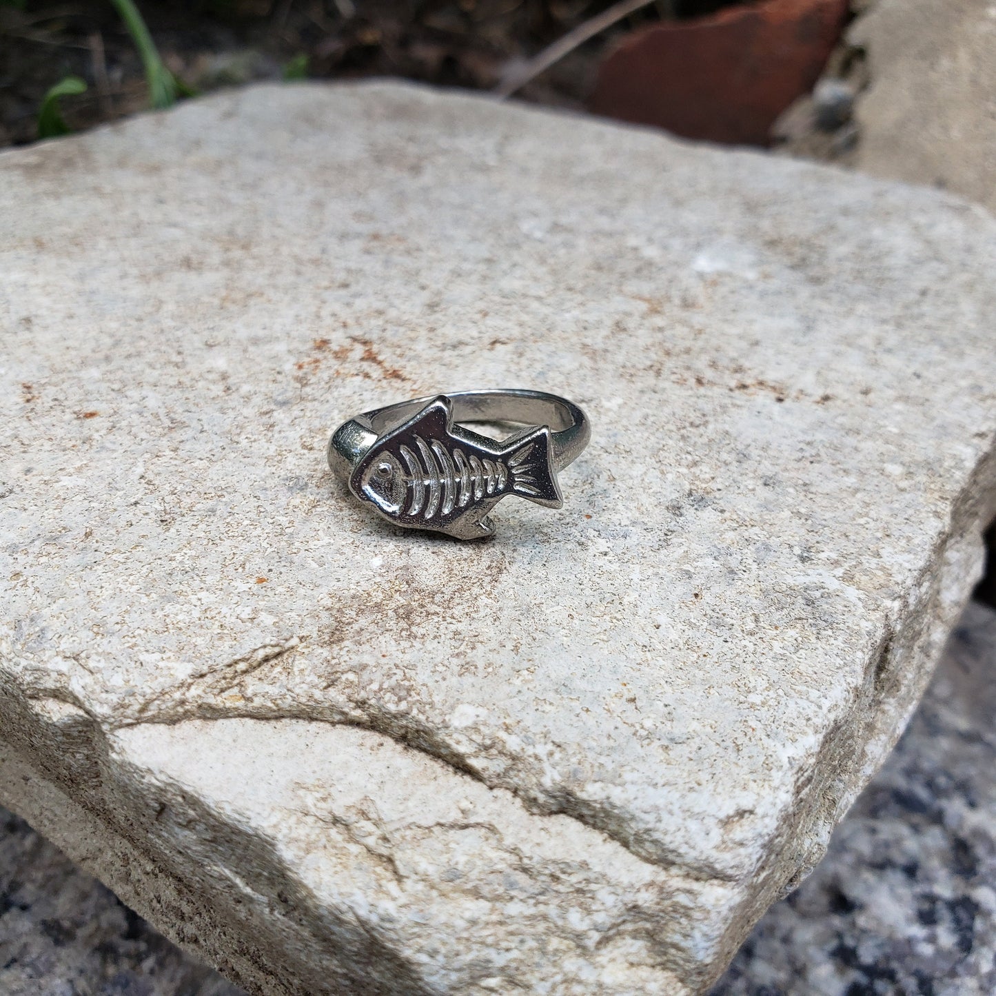 Fish skeleton wax seal signet ring