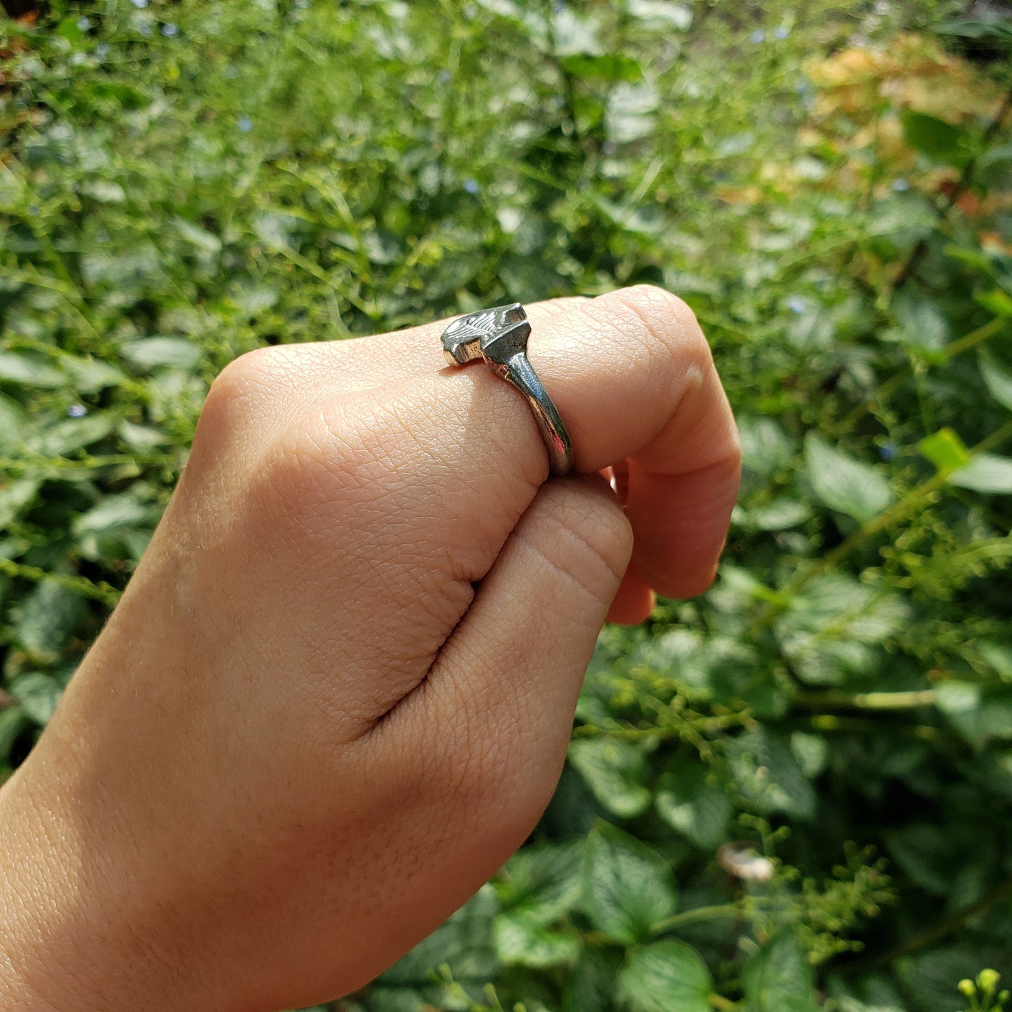 Fish skeleton wax seal signet ring