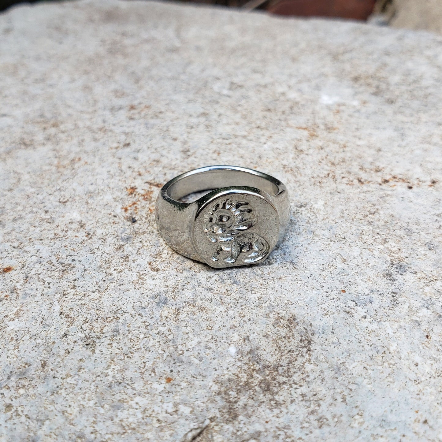 Lion wax seal signet ring