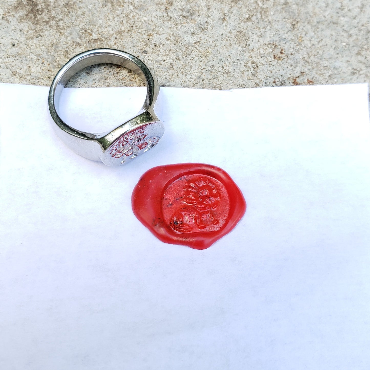 Lion wax seal signet ring