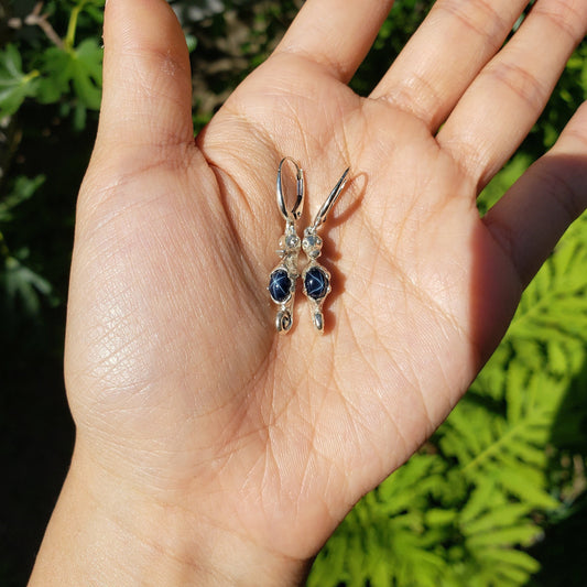 Star sapphire seahorse earrings