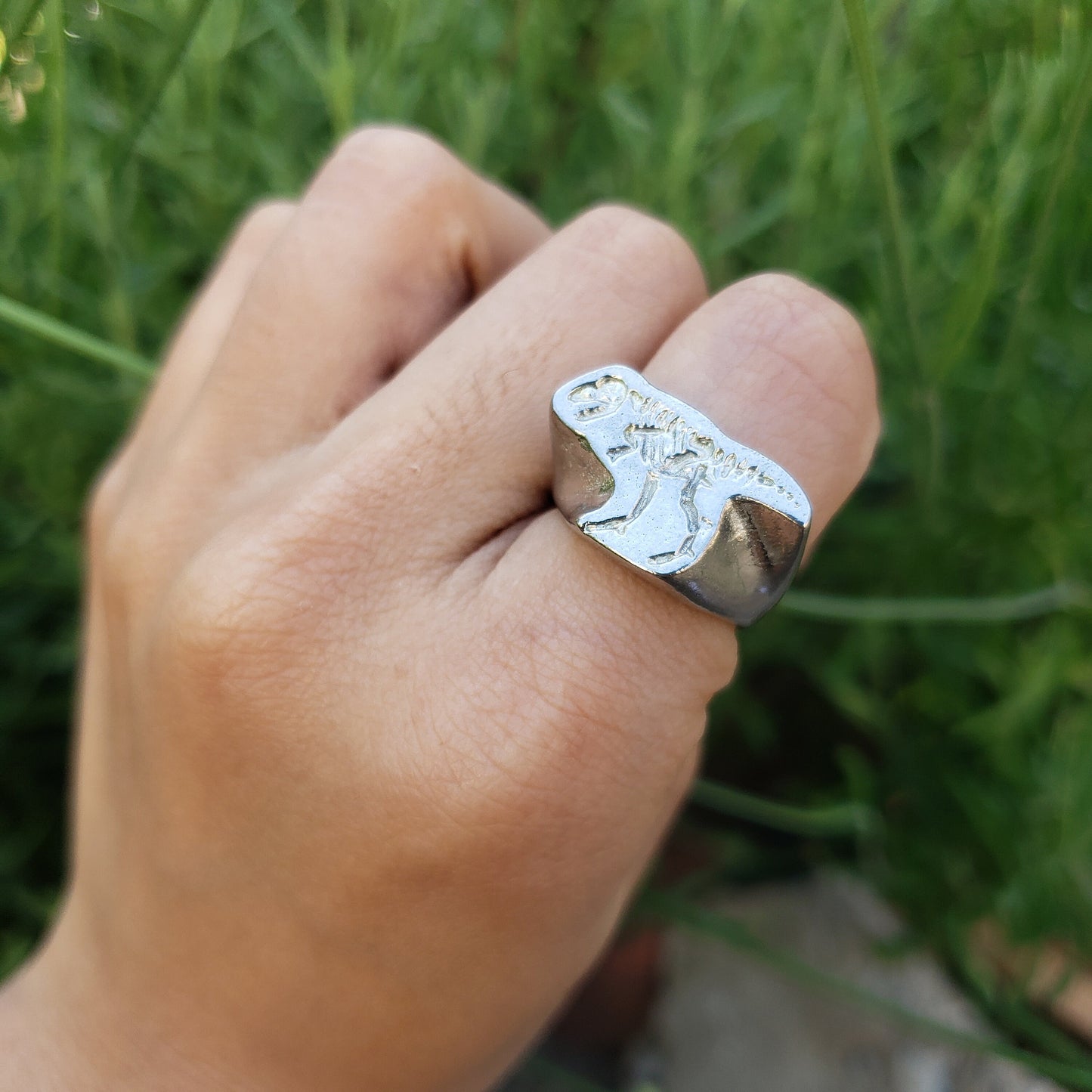 T-Rex fossil wax seal signet ring