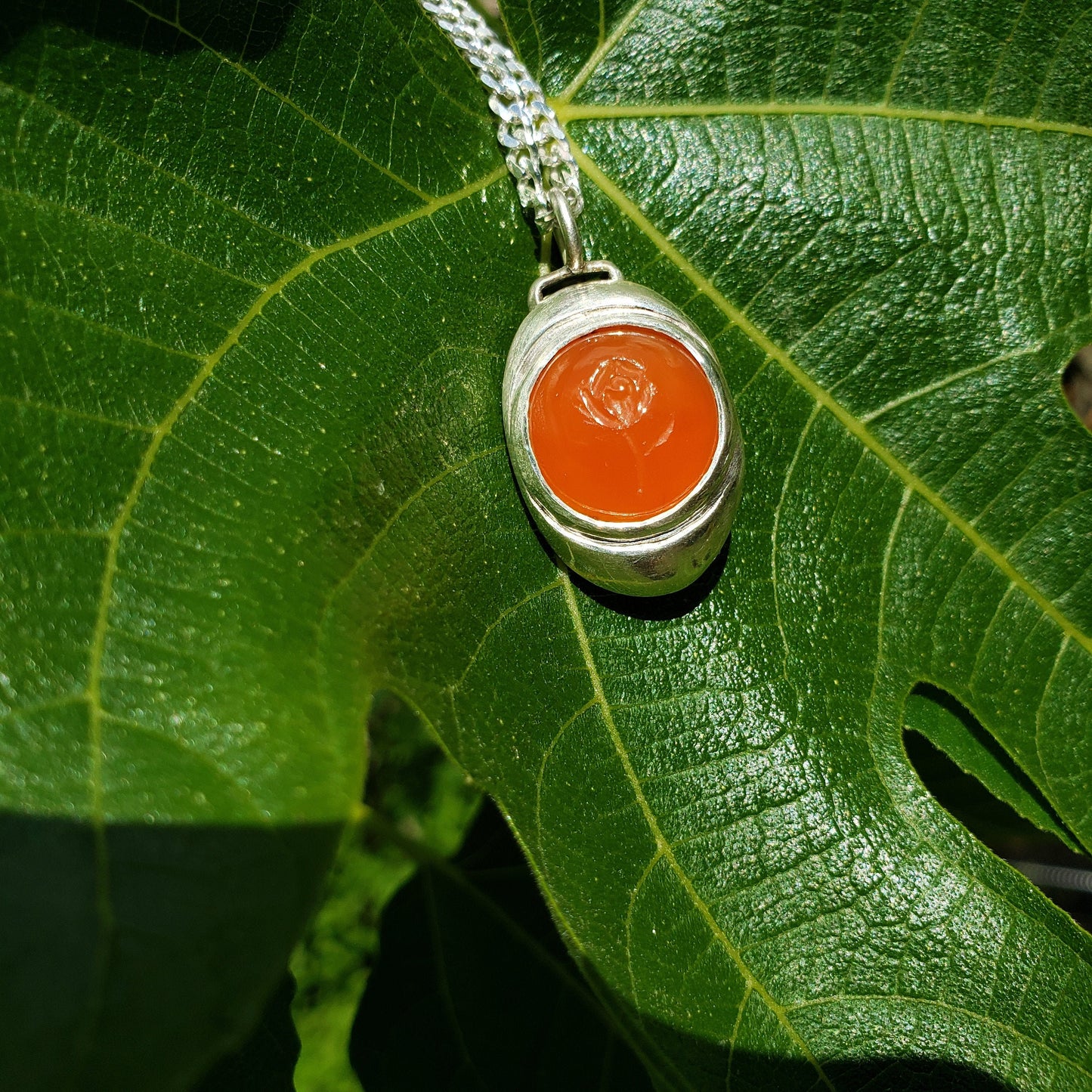 Carnelian rose hinged wax seal pendant