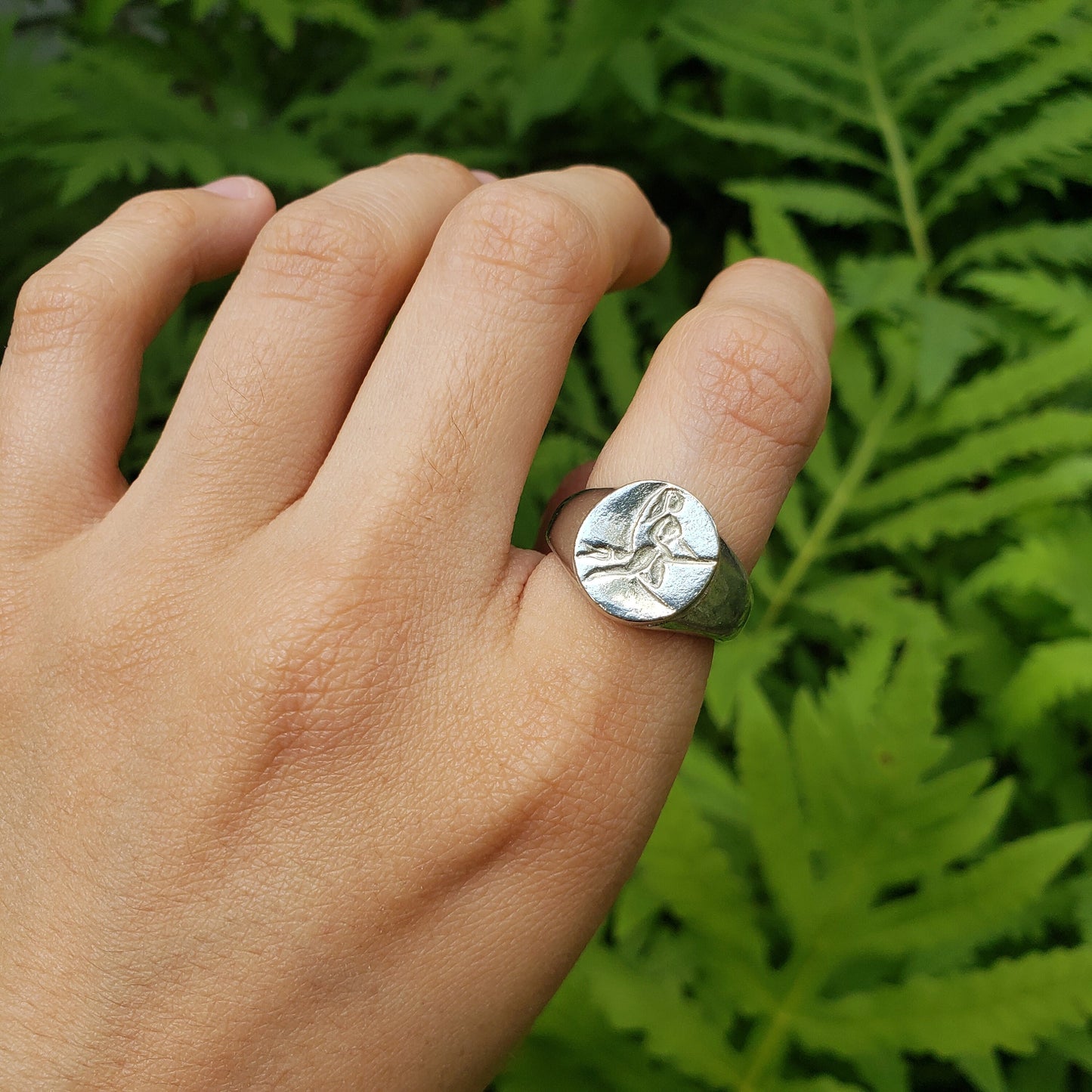 witch on the moon wax seal signet ring