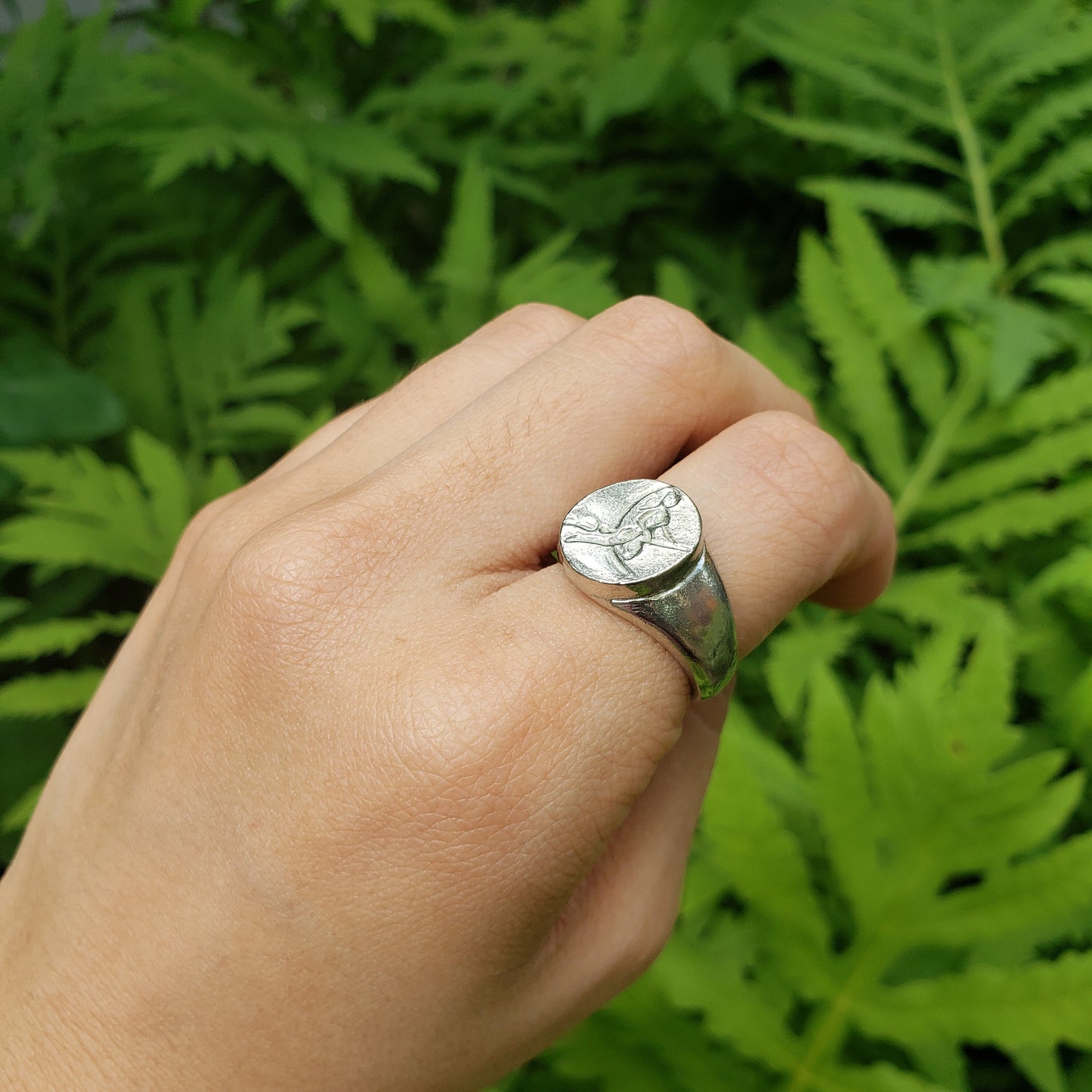 witch on the moon wax seal signet ring