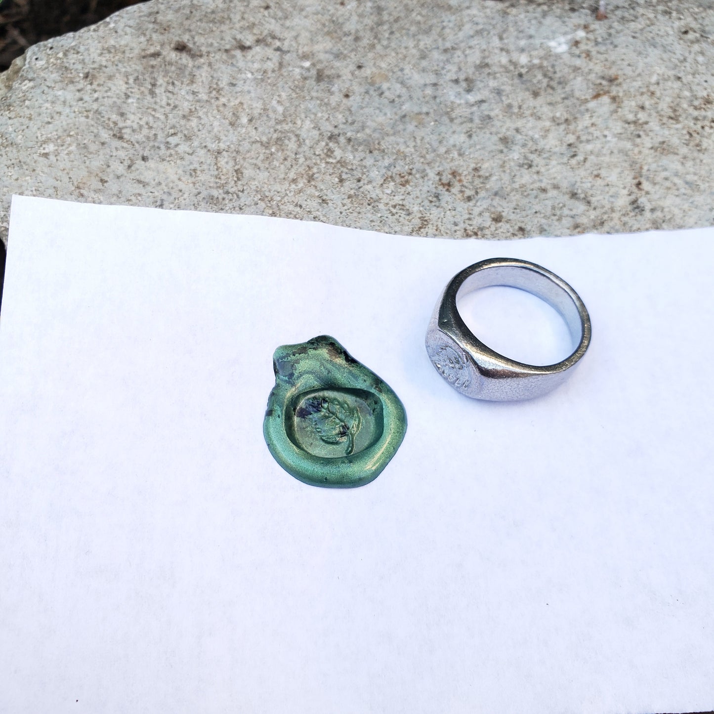 Birch leaf wax seal signet ring