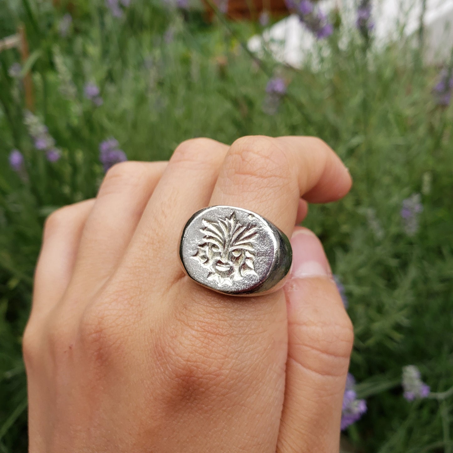 green man wax seal signet ring