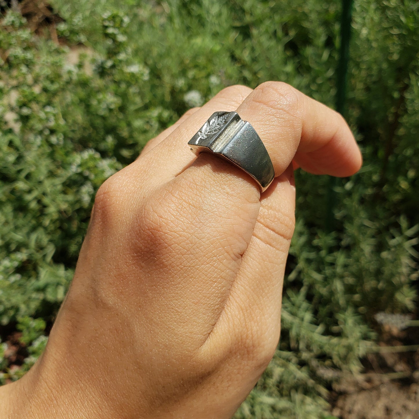 Sycamore leaf wax seal signet ring