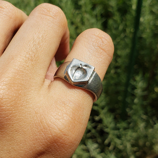 Peach wax seal signet ring