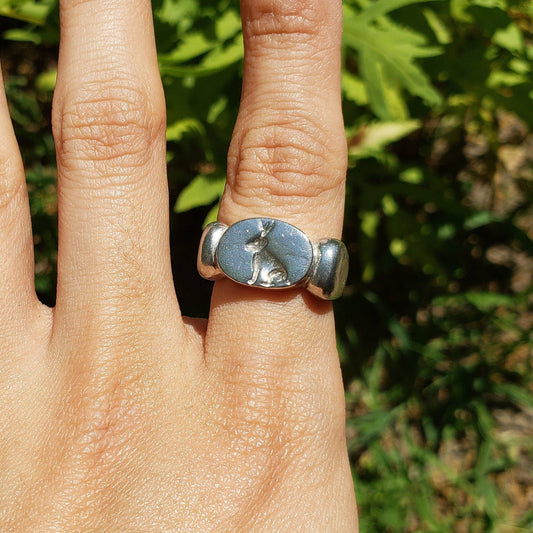 Bunny rabbit wax seal signet ring