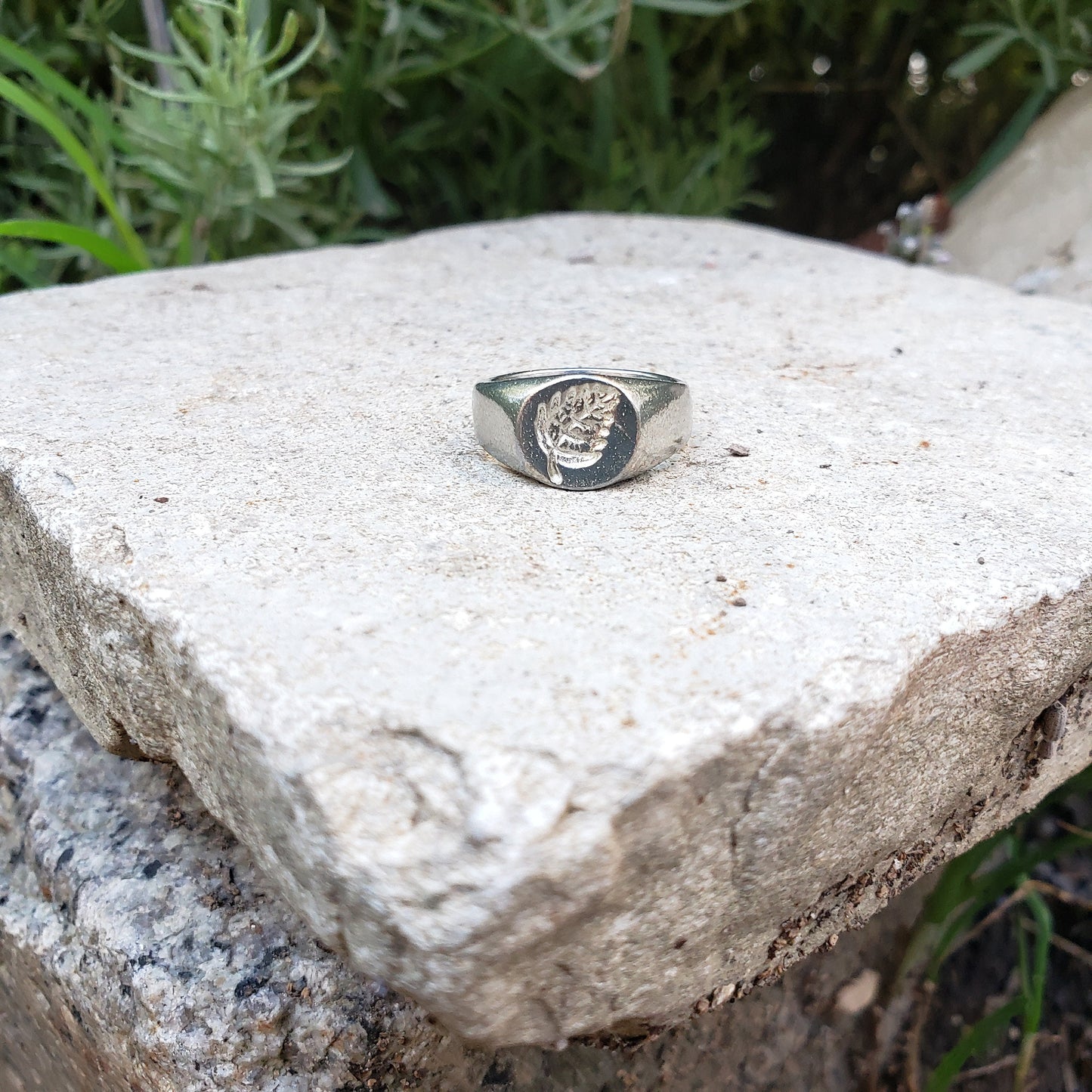 Birch leaf wax seal signet ring