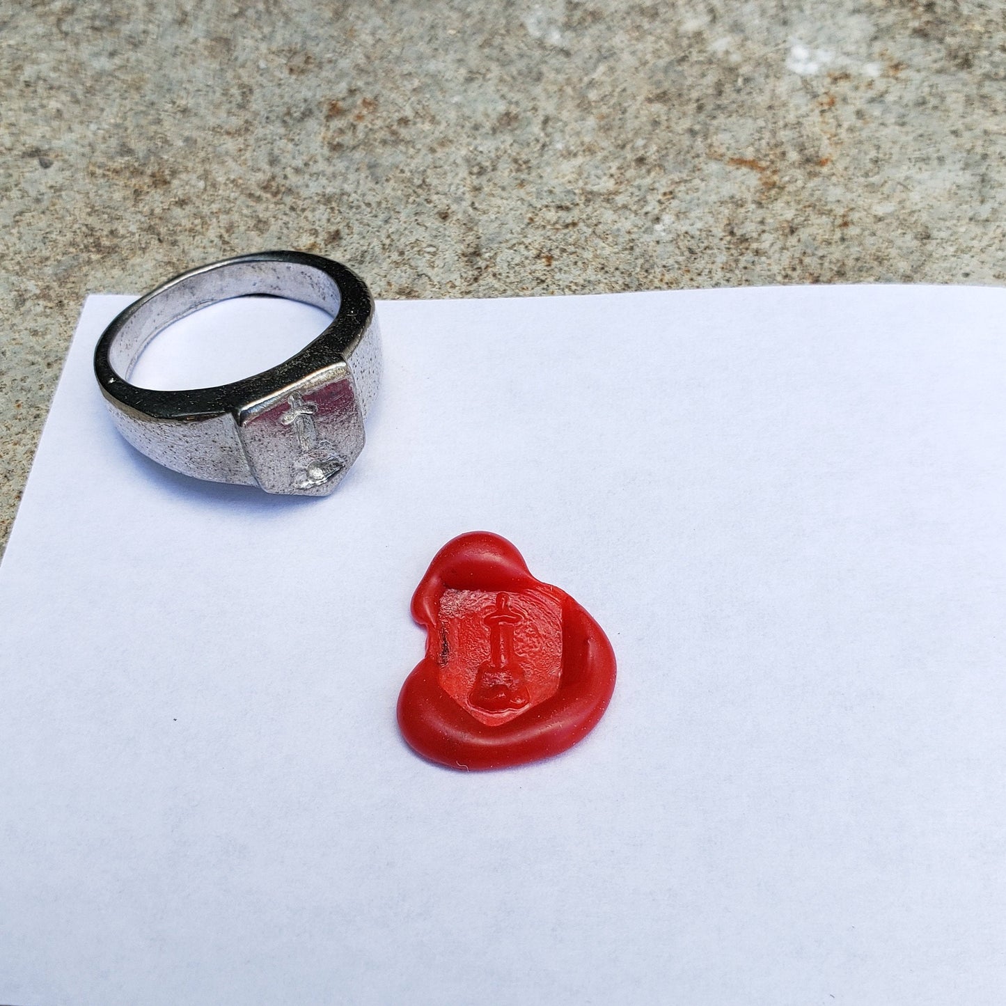 Sword in the stone wax seal signet ring