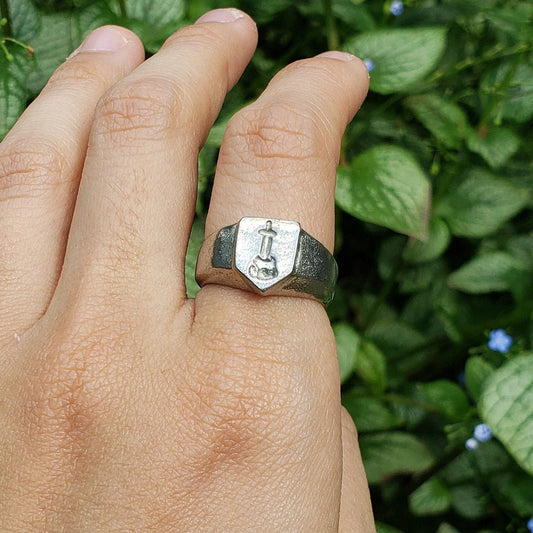 Sword in the stone wax seal signet ring