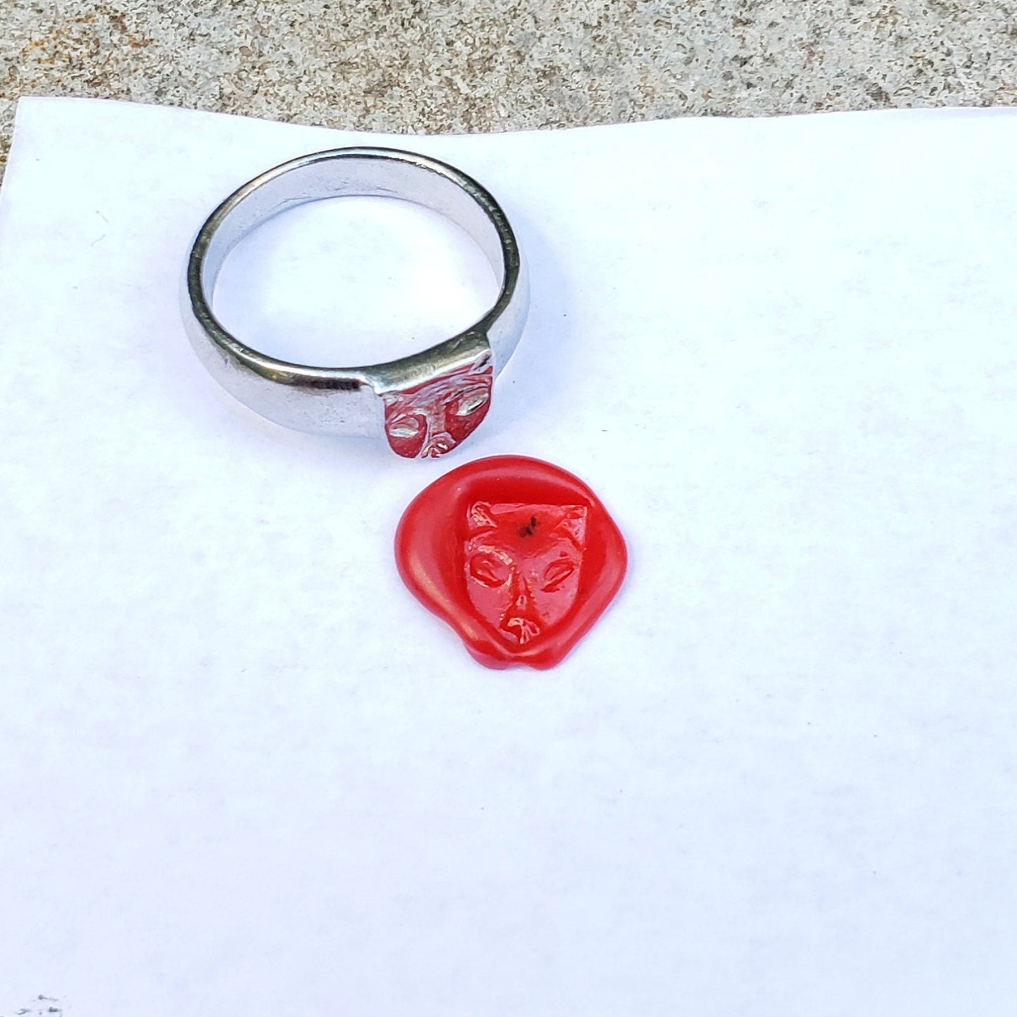 Fox face coat of arms wax seal signet ring