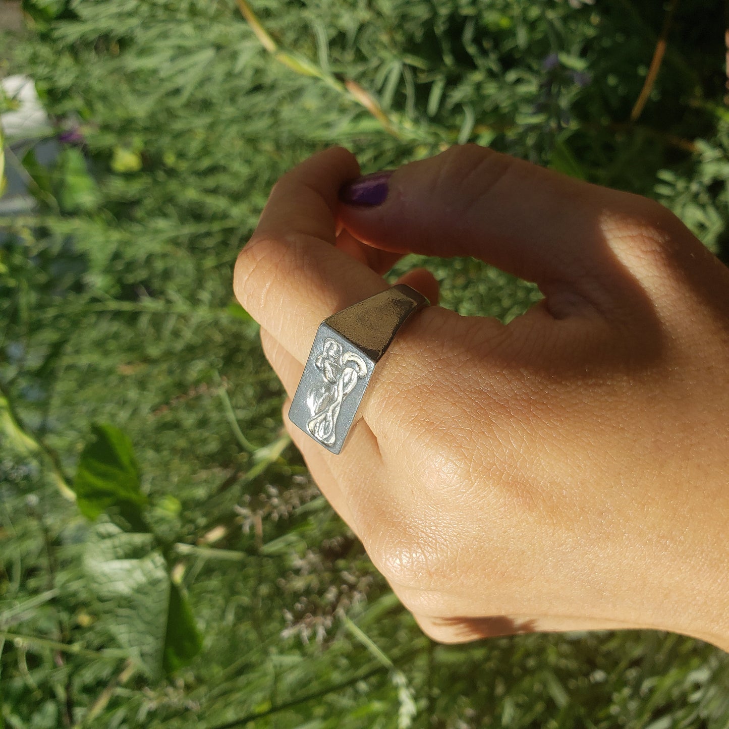 Aquarius wax seal signet ring