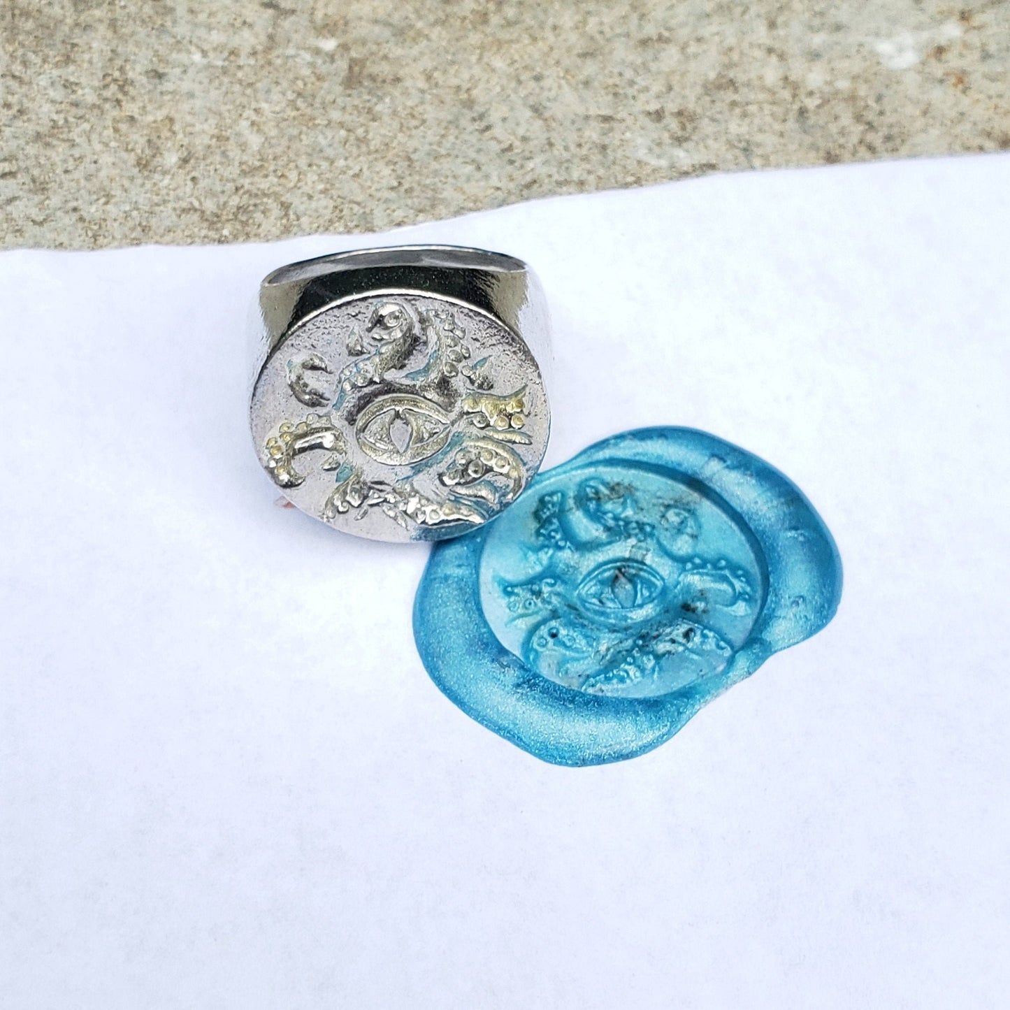 tentacle monster wax seal signet ring