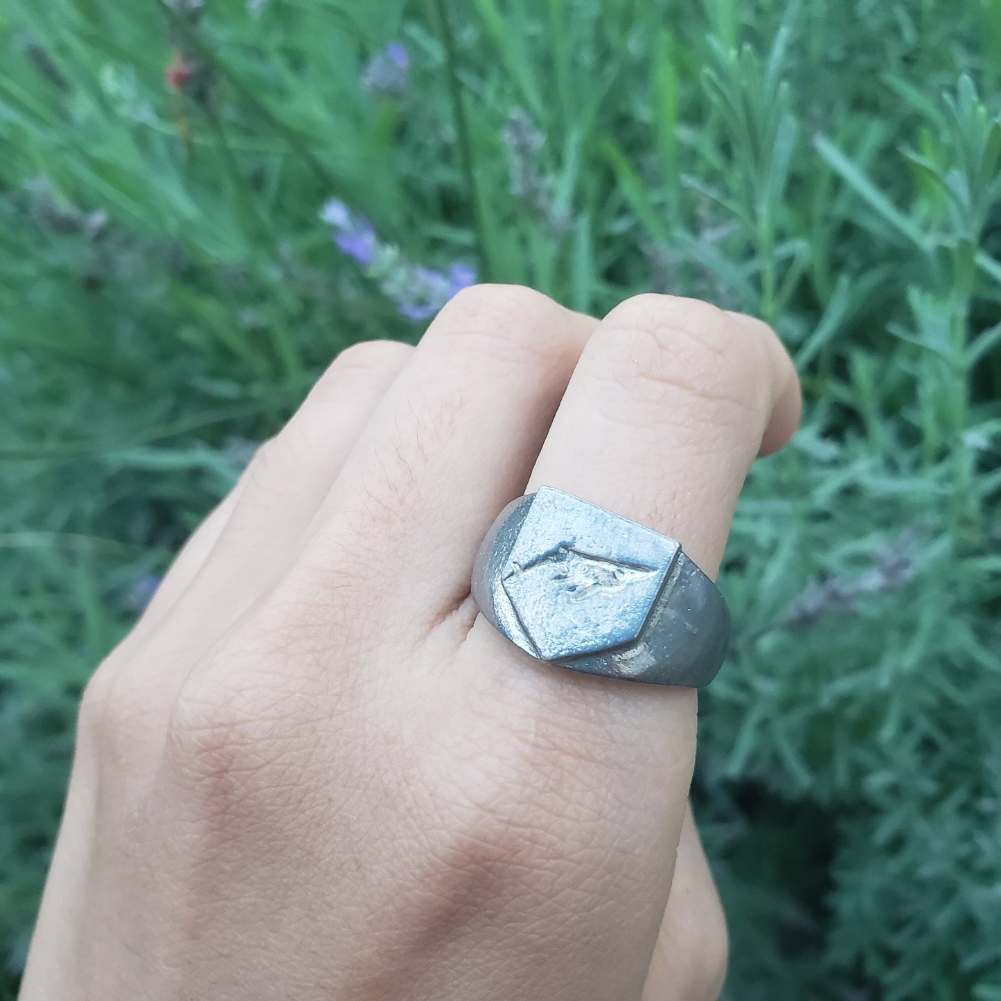 Humpback whale wax seal signet ring