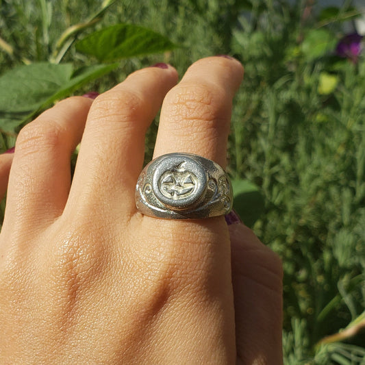 Jack O' Lantern wax seal signet ring