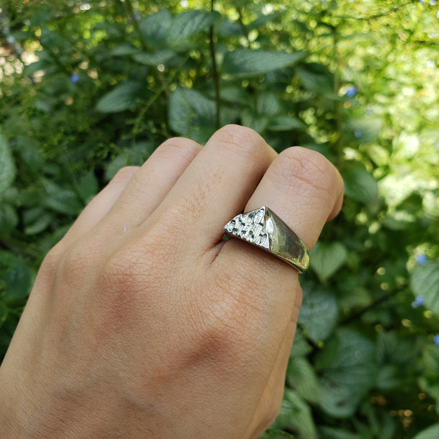 Mountain of steel wax seal signet ring