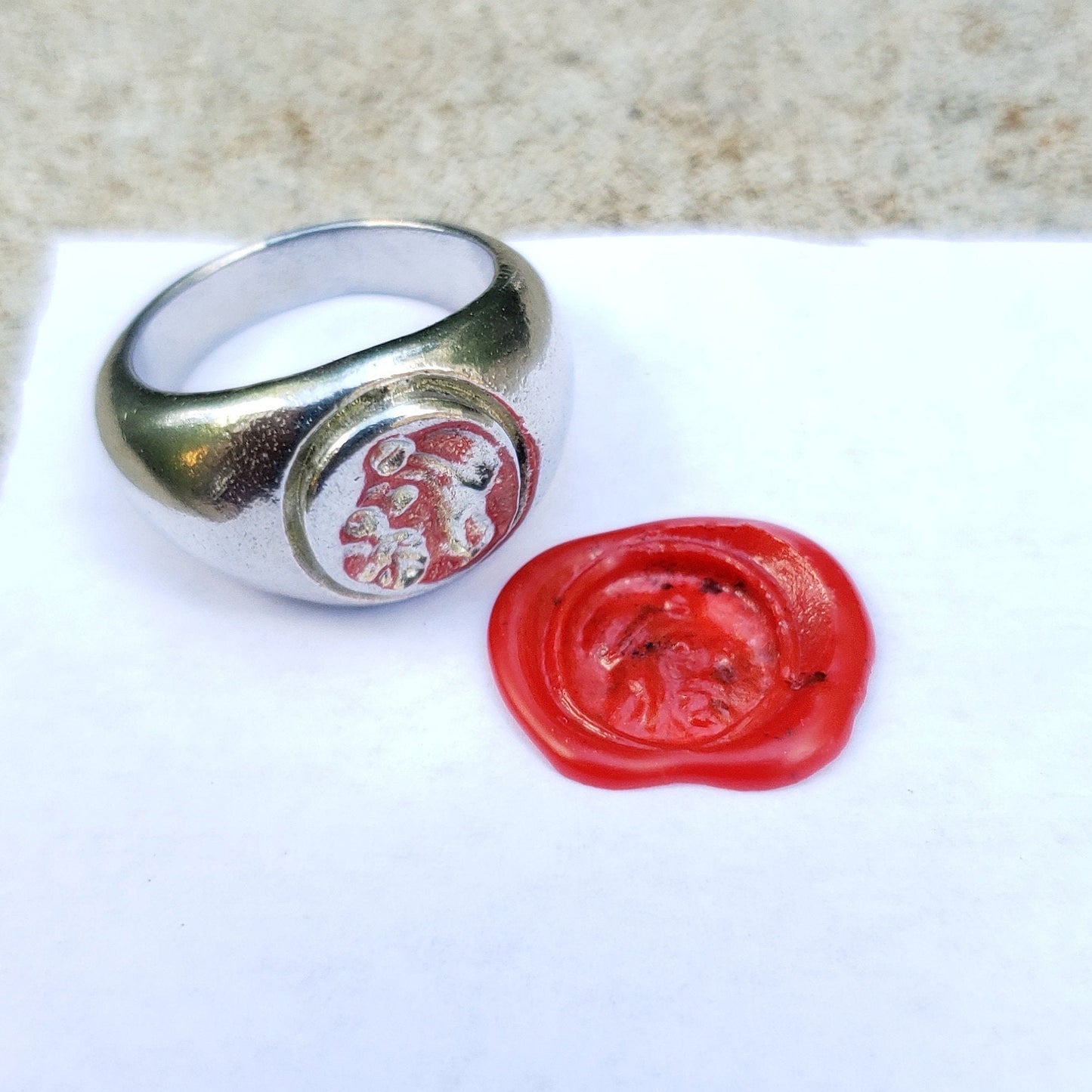 Aviator parrot wax seal signet ring