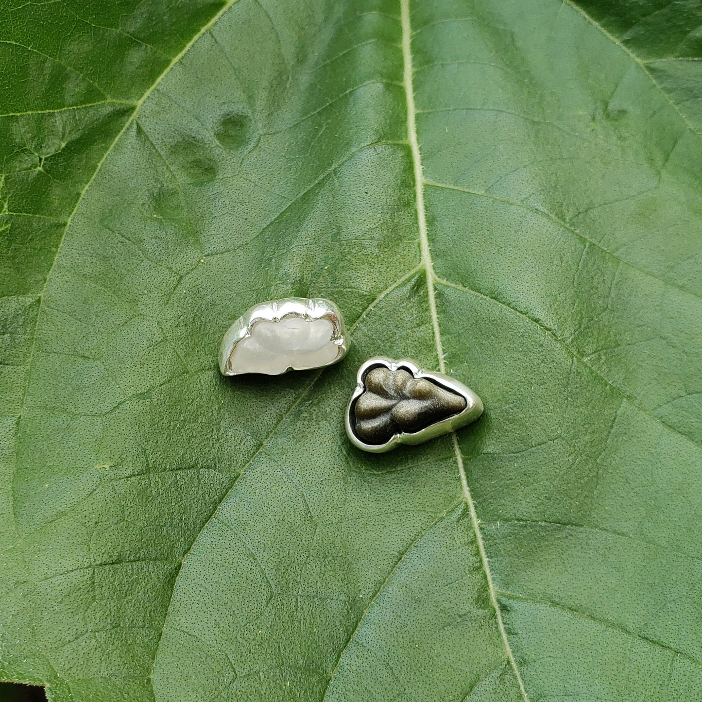 Moonstone and Obsidian Cloud earrings