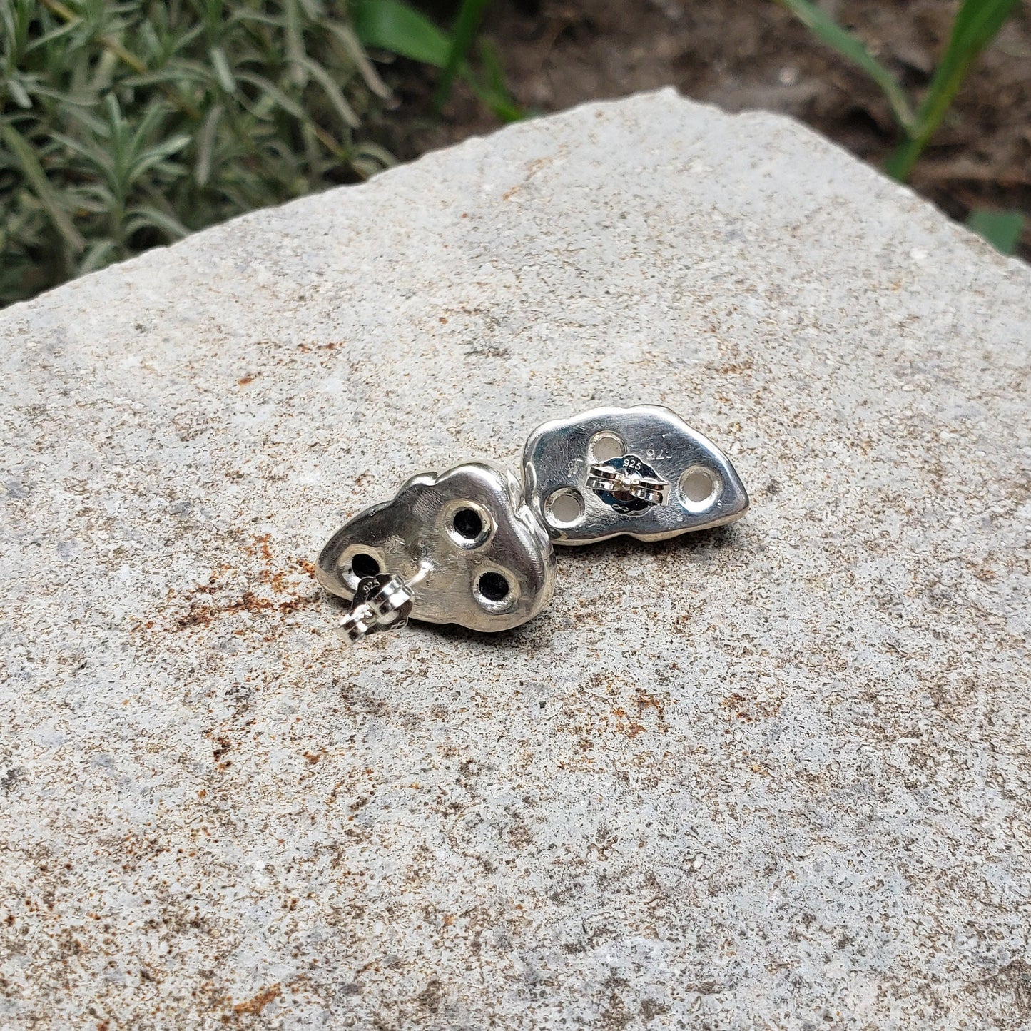 Moonstone and Obsidian Cloud earrings