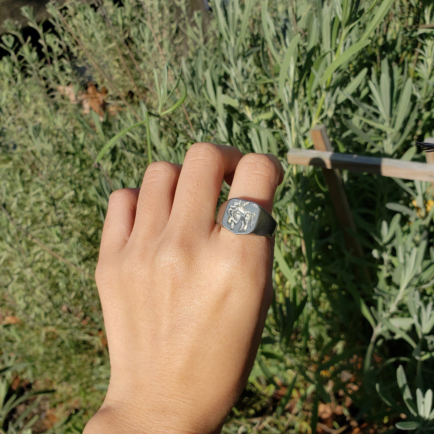 Unicorn wax seal signet ring