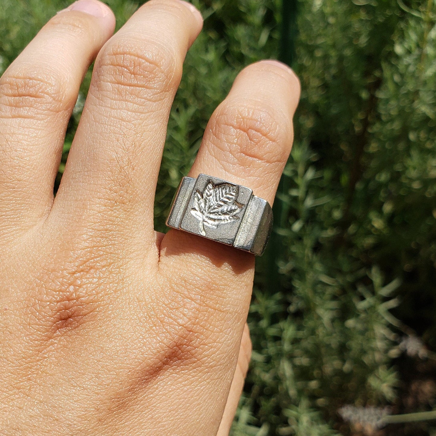 Sycamore leaf wax seal signet ring