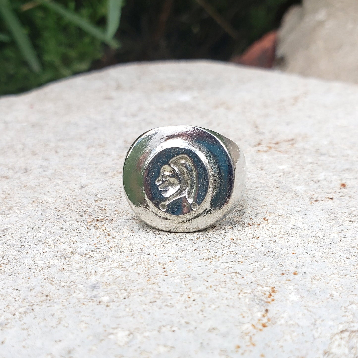 Jester profile wax seal signet ring