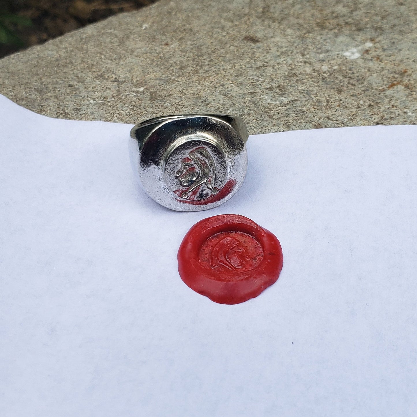 Jester profile wax seal signet ring