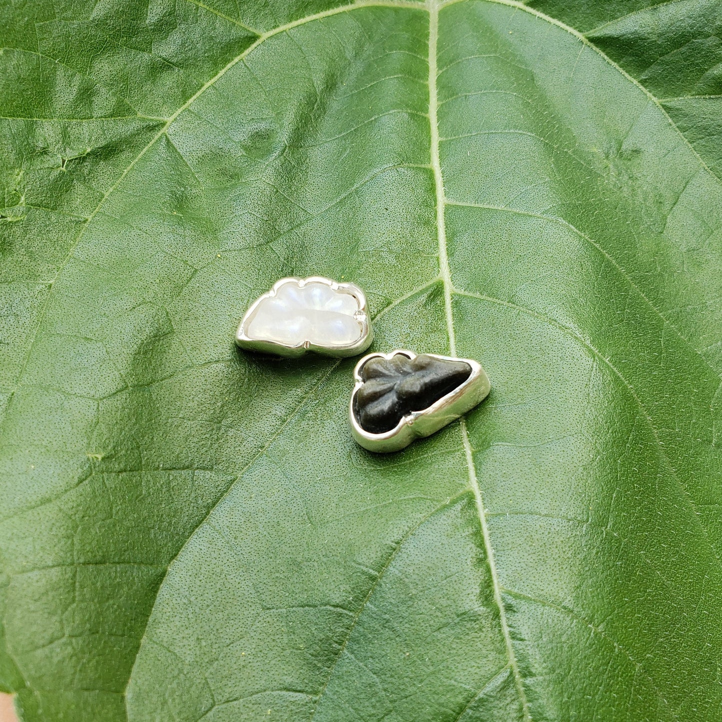 Moonstone and Obsidian Cloud earrings