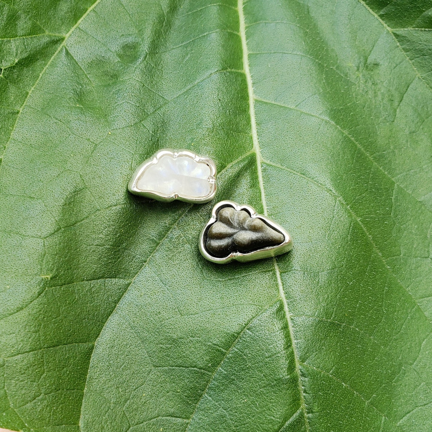 Moonstone and Obsidian Cloud earrings