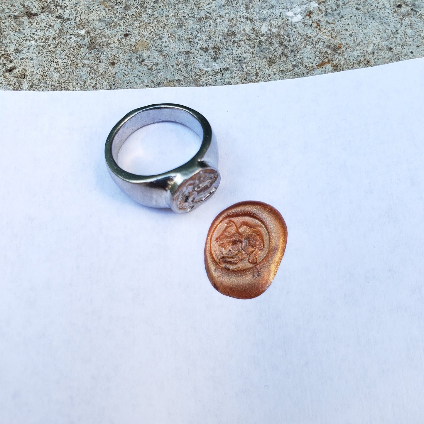 Pouncing tiger wax seal signet ring