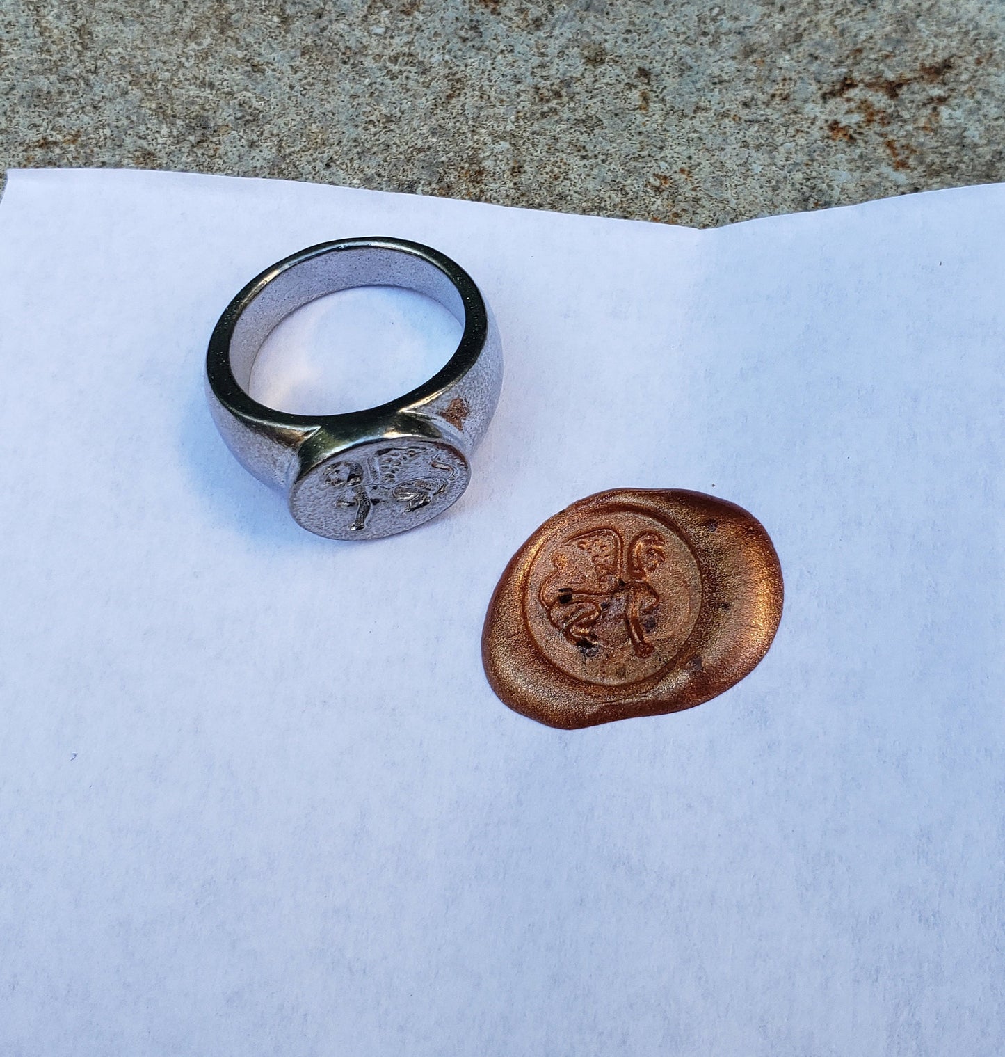 Sphinx wax seal signet ring