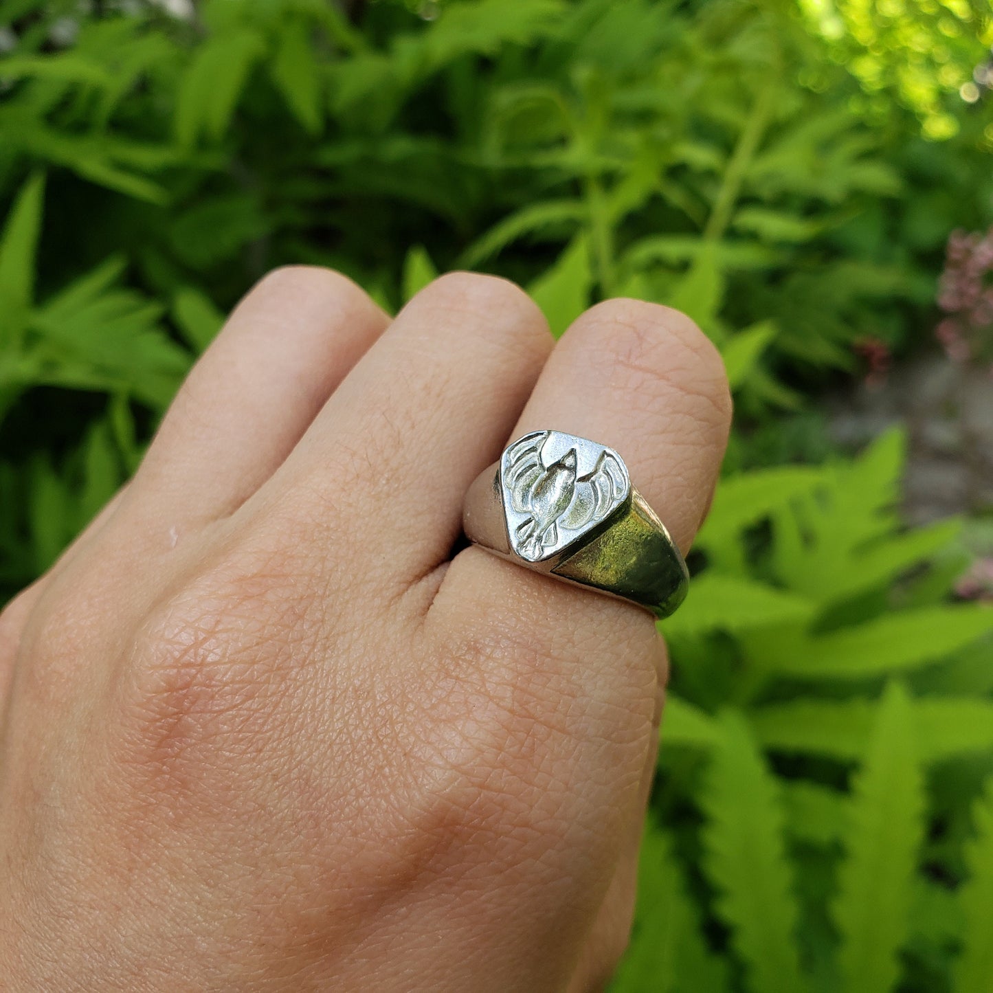 Rising phoenix wax seal signet ring