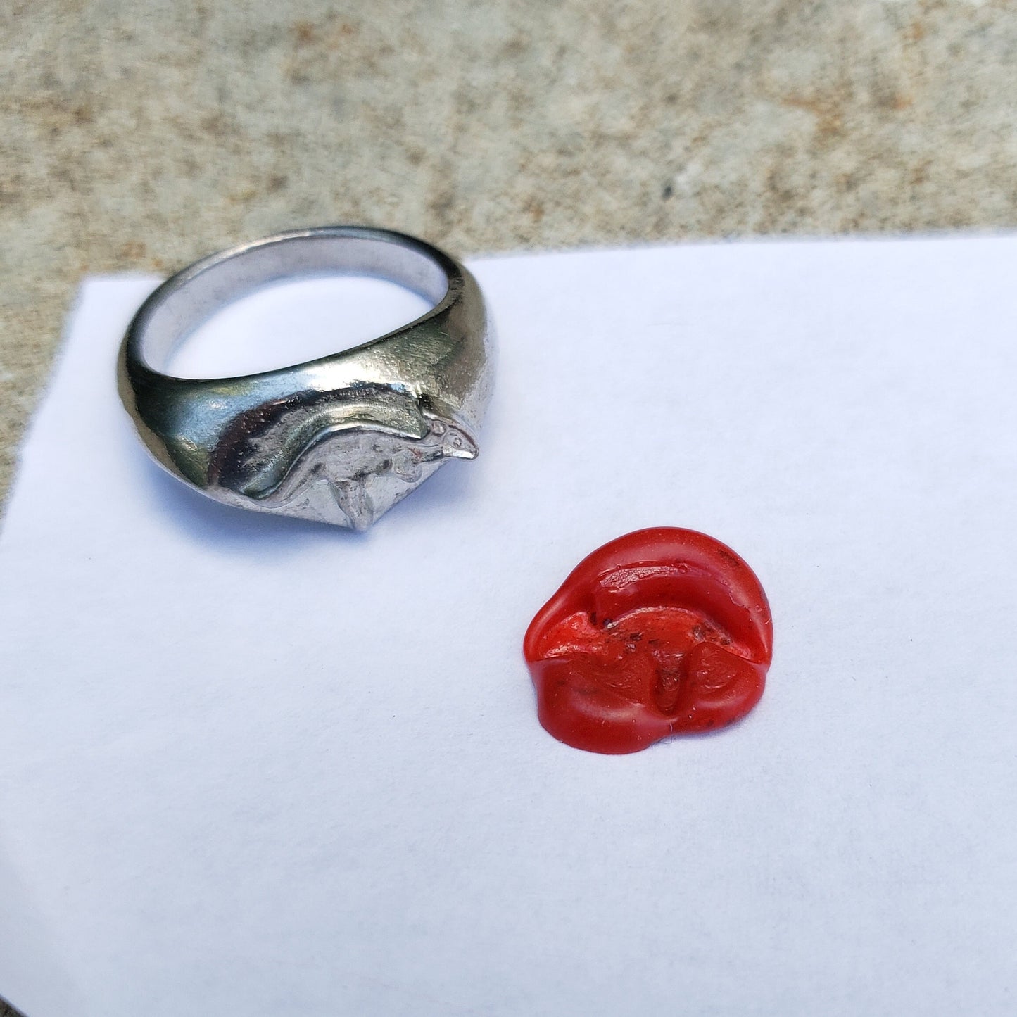 Kangaroo wax seal signet ring