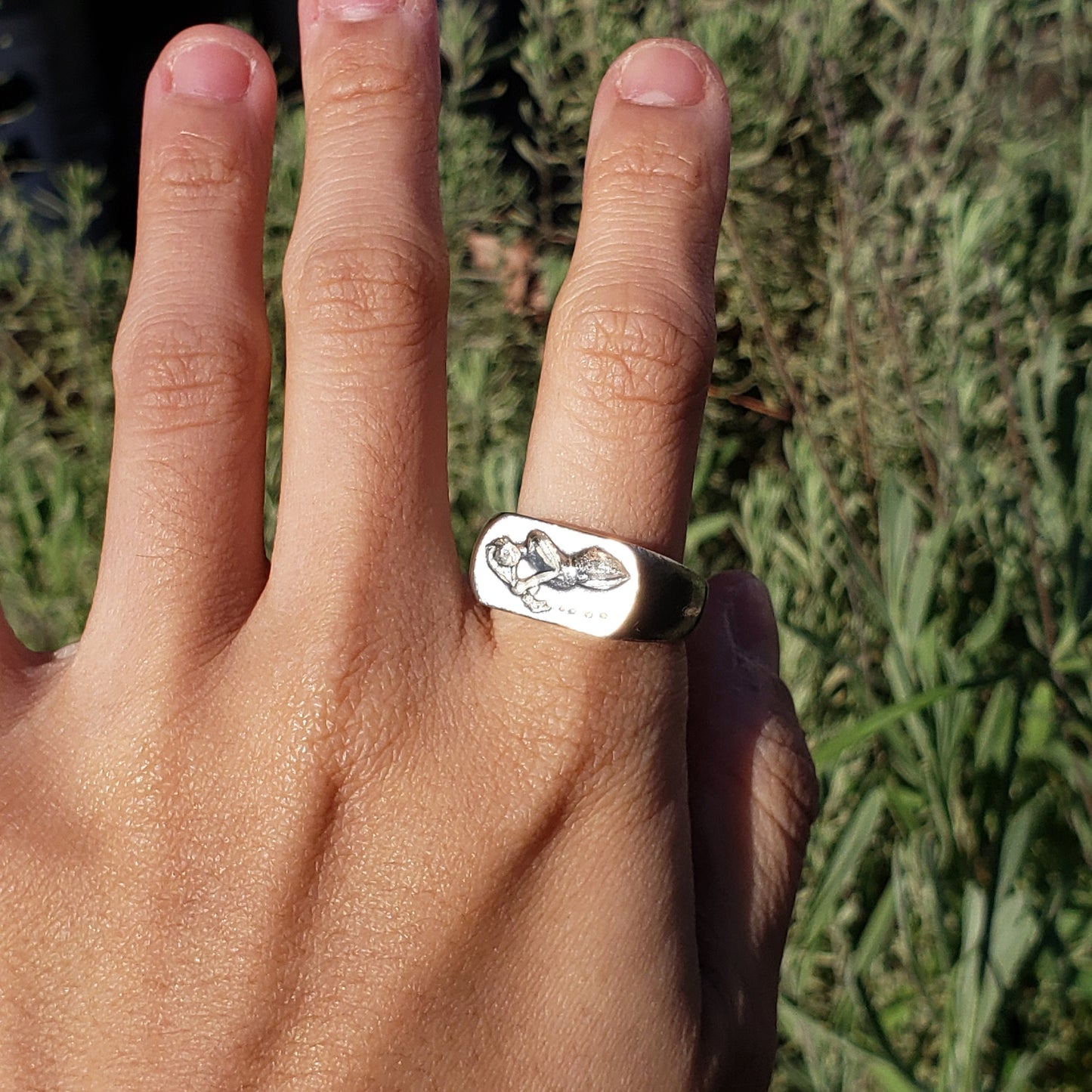 Wet hair wax seal signet ring