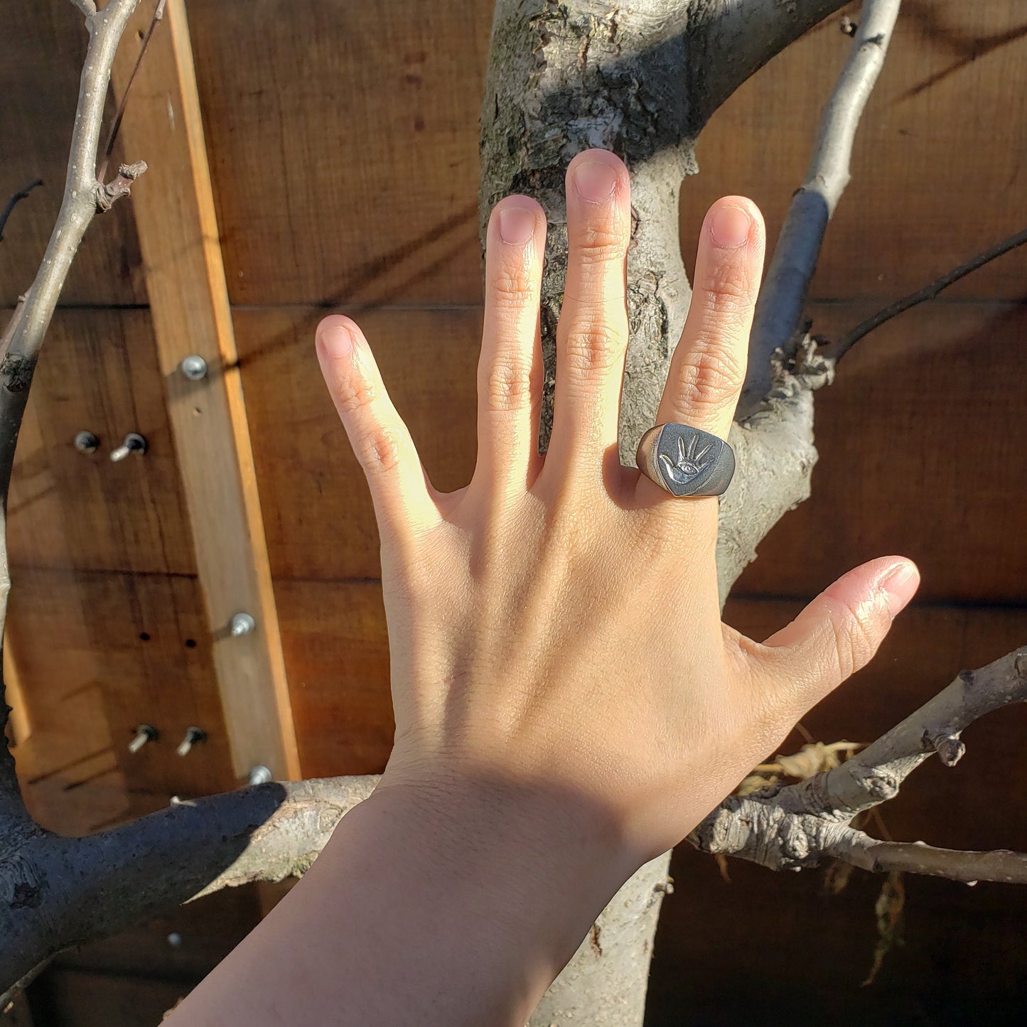 hand eye wax seal signet ring