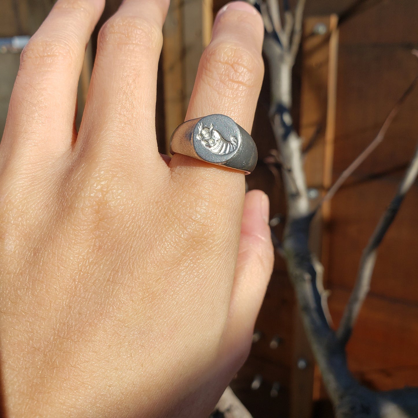 Cornucopia wax seal signet ring