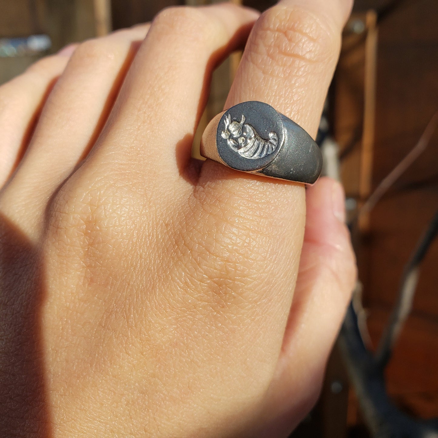 Cornucopia wax seal signet ring