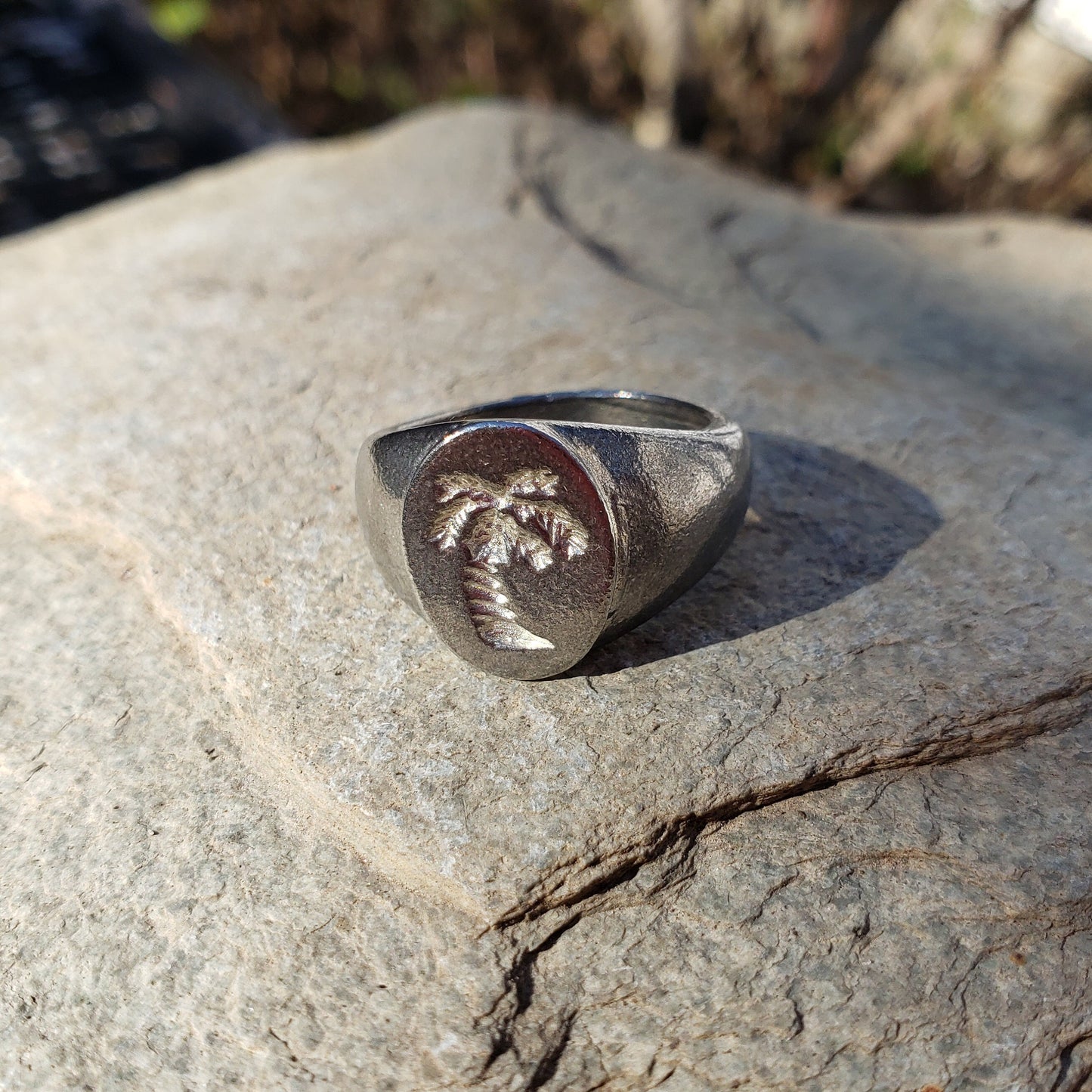 Palm tree wax seal signet ring