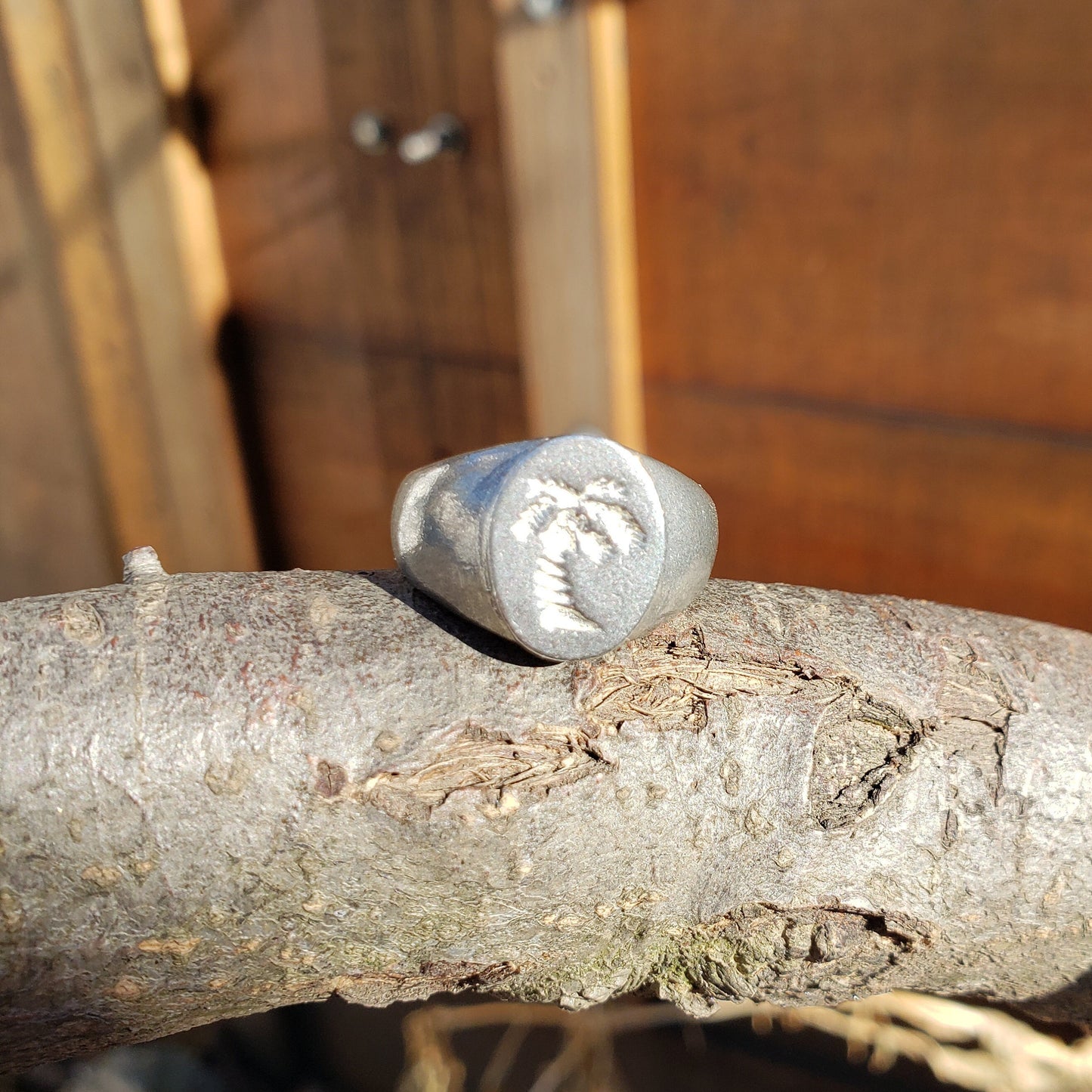 Palm tree wax seal signet ring