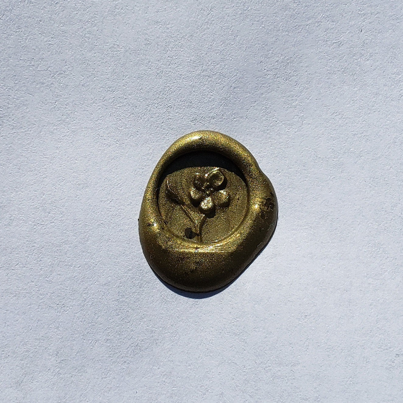 5 petal geranium wax seal signet ring